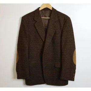 Tweed Herringbone Brown Blazer Size 40R, Pure wool